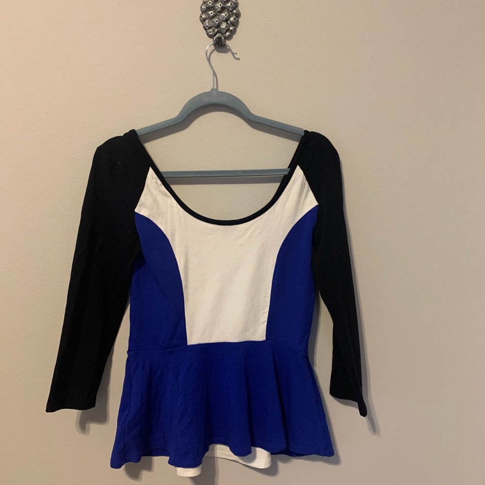Express Color Block Peplum Top Size Medium - Picture 3 of 4